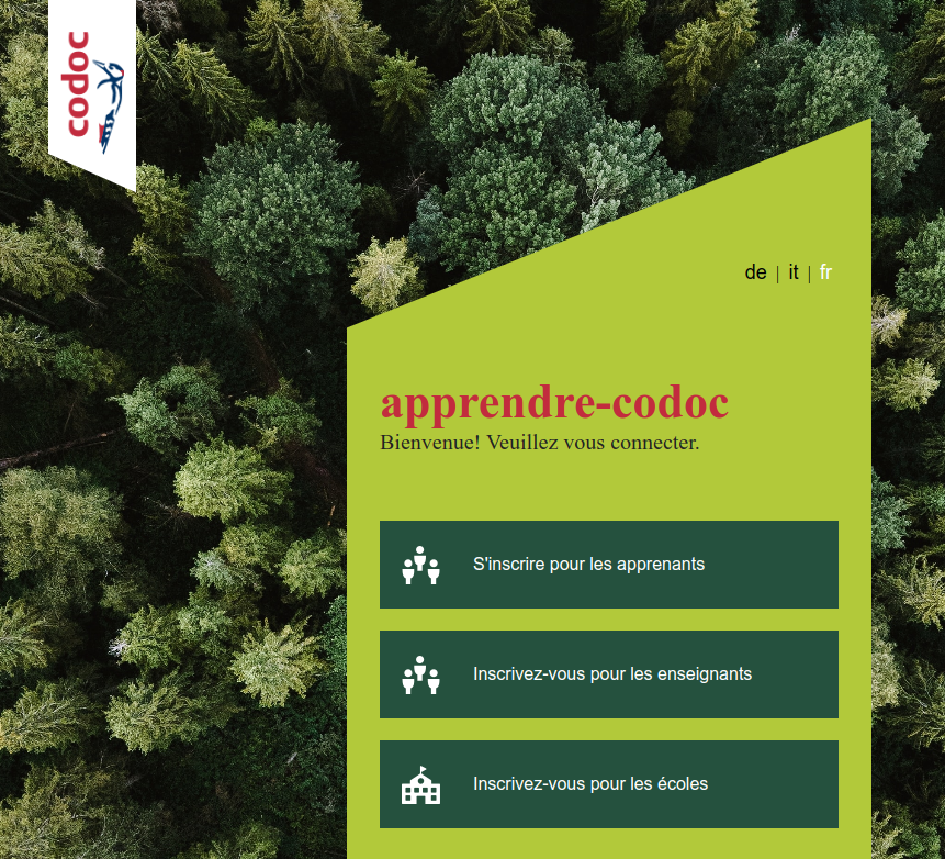 Page d'accueil d'apprendre.codoc.ch
